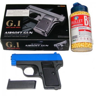 Galaxy G1 Blue Spring Powered Metal BB Gun Pistol 250 FPS & 2000 Pellets Galaxy G1 Blue Spring Powered Metal BB Gun Pistol 250 FPS & 2000 Pellets