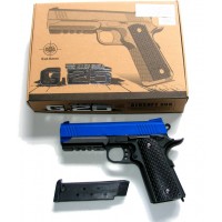 Galaxy G25 Spring Powered Blue Metal BB Gun Pistol 290 FPS