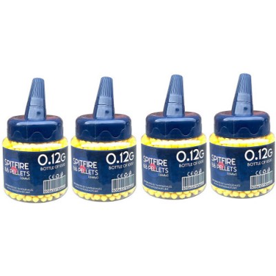 4 Tubs of 1000 Spitfire Seamless Yellow 0.12g Plastic 6mm BB Gun Pellets - 4000 Pellets 4 Tubs of 1000 Spitfire Seamless Yellow 0.12g Plastic 6mm BB Gun Pellets - 4000 Pellets